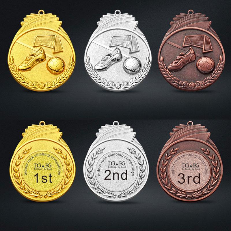 Football Trophies For Awards 3D Souvenir School Sports 360-Degree Rotatable Professional Blank Custom Gold Meta Medal Craft Gift