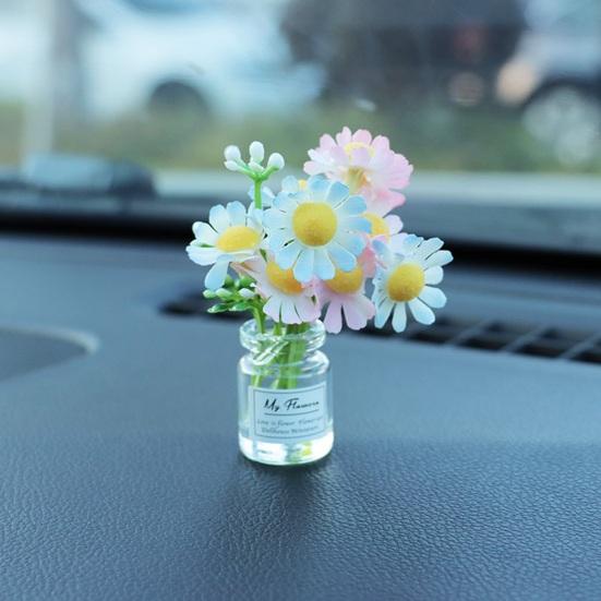 Mini Vaso de Flores Decoração Painel do Carro Acessório Fofo para Console Central com Adesivo Micro-Paisagem Realista para Mesa de Casa/Escritório