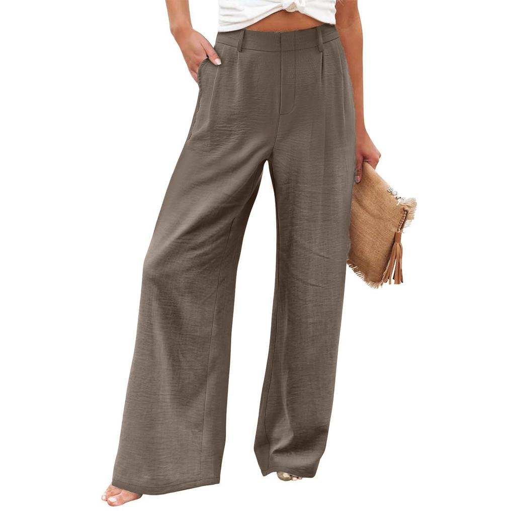 Women’s High Waist Wide Leg Pants Loose Fit Trousers with Pockets Relaxed Fit Straight Leg Design for Daily Wear