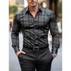 Men's Retro Red Plaid Long-sleeved Shirt, Casual Lapel, Versatile and Trendy for Everyday Wear and Commuting, Sizes S-6XL.