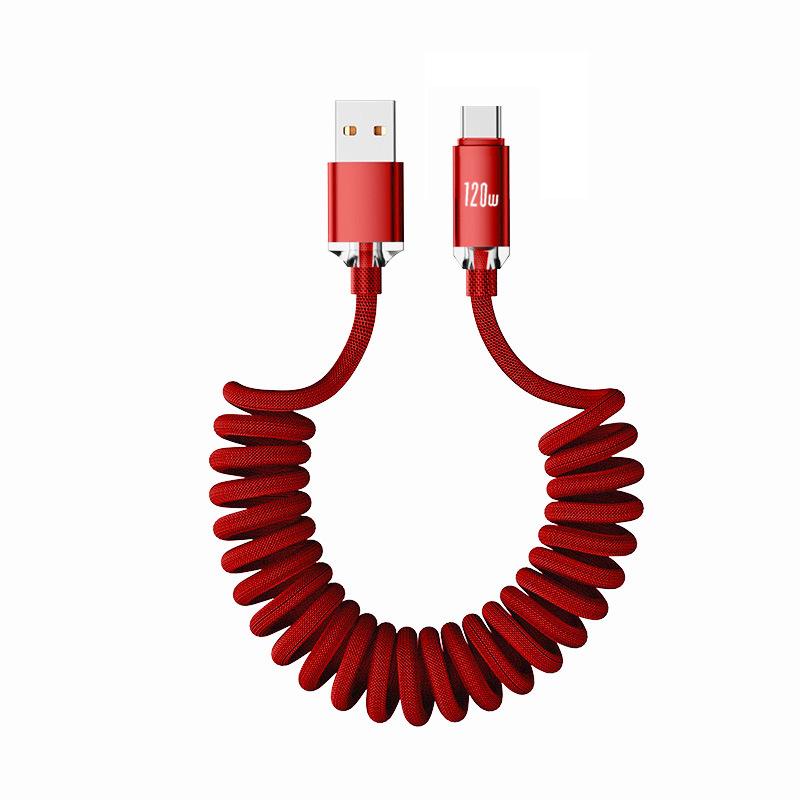 Crystal Shine 120W Spring Type-C Super Fast Charging Cable for Huawei, Vivo, Oppo, and Honor.