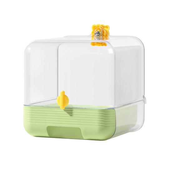 No Mess Bird Cage Feeder 2 in 1 Transparent Parakeet Bathtub with Bottom Drawer Multi-functional Shower Box for Budgies Parakeet Small Parrot