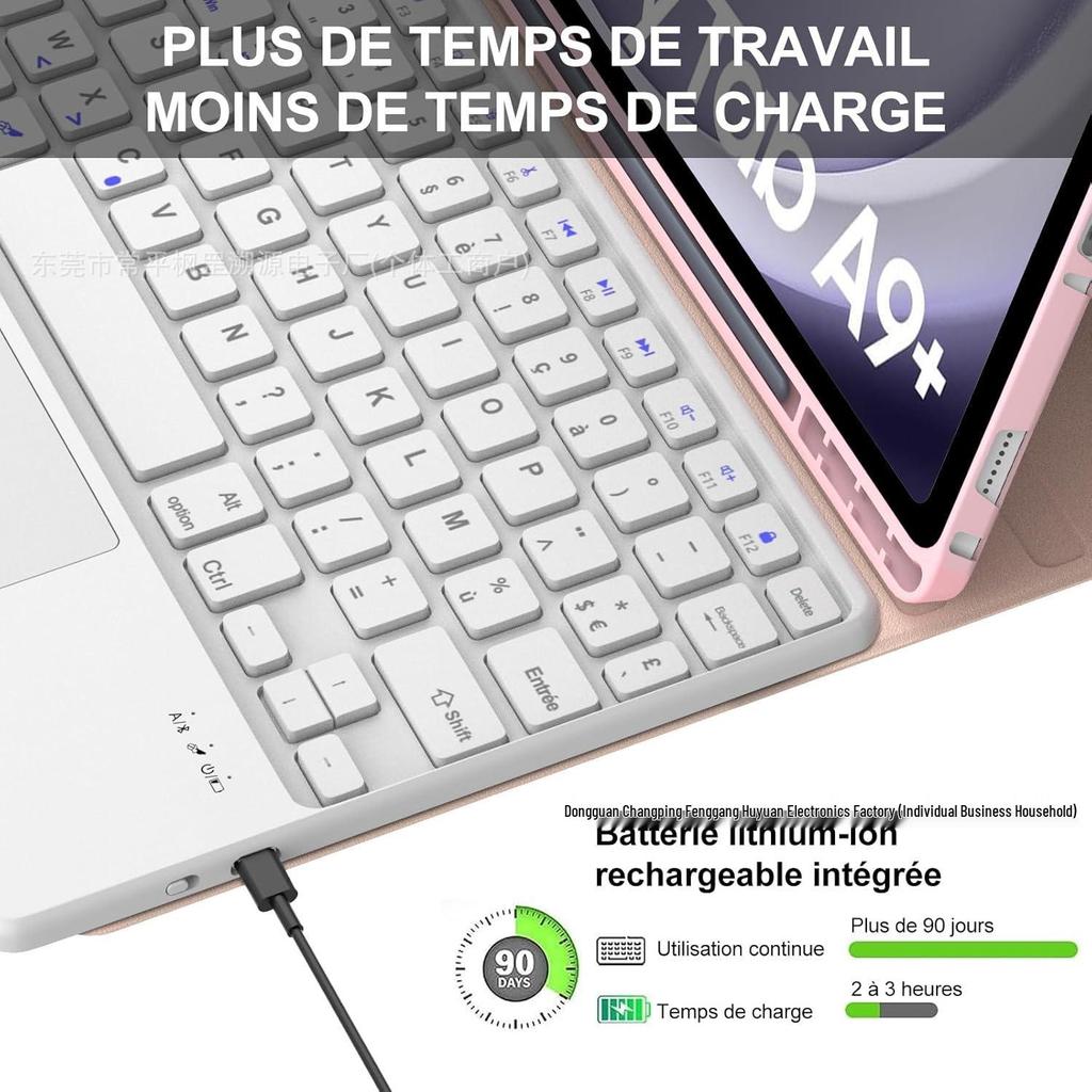 Samsung Galaxy Tab A9+ s AZERTY Bluetooth klávesnicovým pouzdrem, 11palcový ochranný kryt