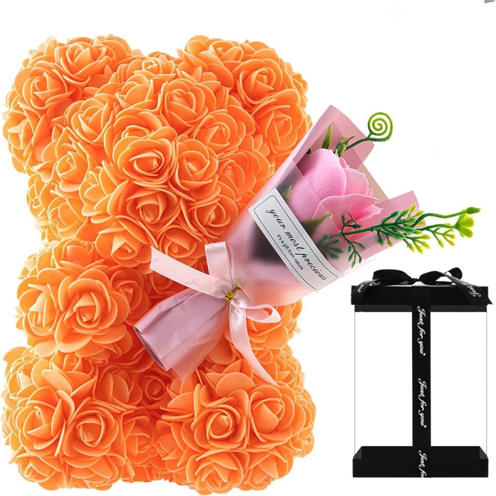 New Multicolors Artificial Flower 15*15*22cm/16*16*24cm Rainbow Eternal Rose Bear Birthday Valentine's Day Flower