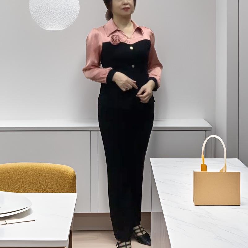 

Spring 2025 Women s Stitching Slimming Shirt and Casual Pants Two-Piece Set 4XL (approx. 145-160 jin)