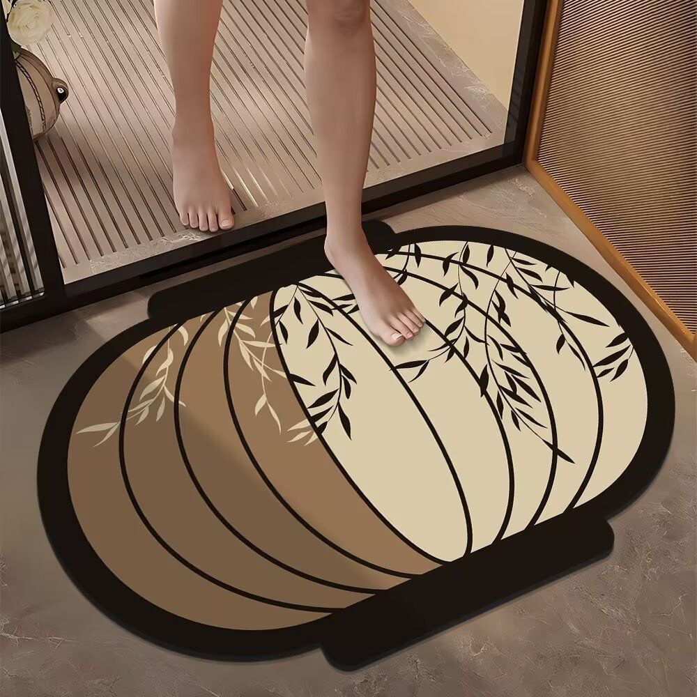 Bathroom door mat New Chinese style diatom mud suction toilet foot mat Entry door Lantern floor mat