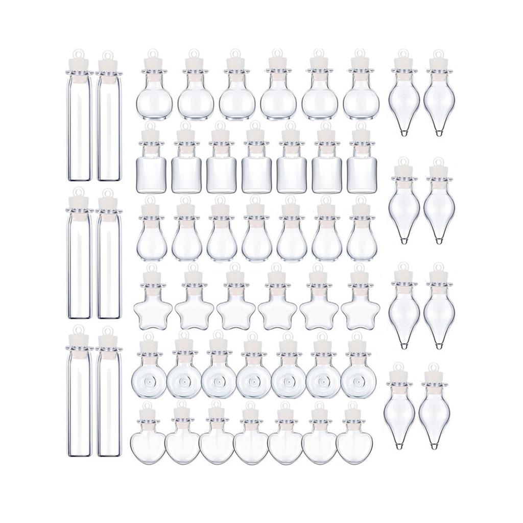 Clear Glass Mini Wishing Bottles Jars with Cork Stoppers Set for Craft Enthusiasts Art Projects Decors Party Favor