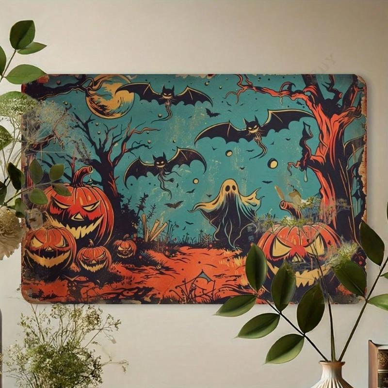 Металлический настенный декор на Хэллоуин, Жуткая праздничная табличка 20x30см