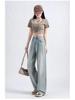 Spring & Autumn 2025 Women's High-Waisted Light Wide-Leg Jeans: Trendy Versatile Slimming Straight-Leg with Hot Drill Design.