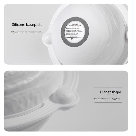 Planet Nachtlicht Luftbefeuchter 200ML Kapazität Leiser USB Mini-Luftbefeuchter mit Holzständer für Zuhause Büro Schlafzimmer Nachttischlampe Schreibtisch-Luftbefeuchter
