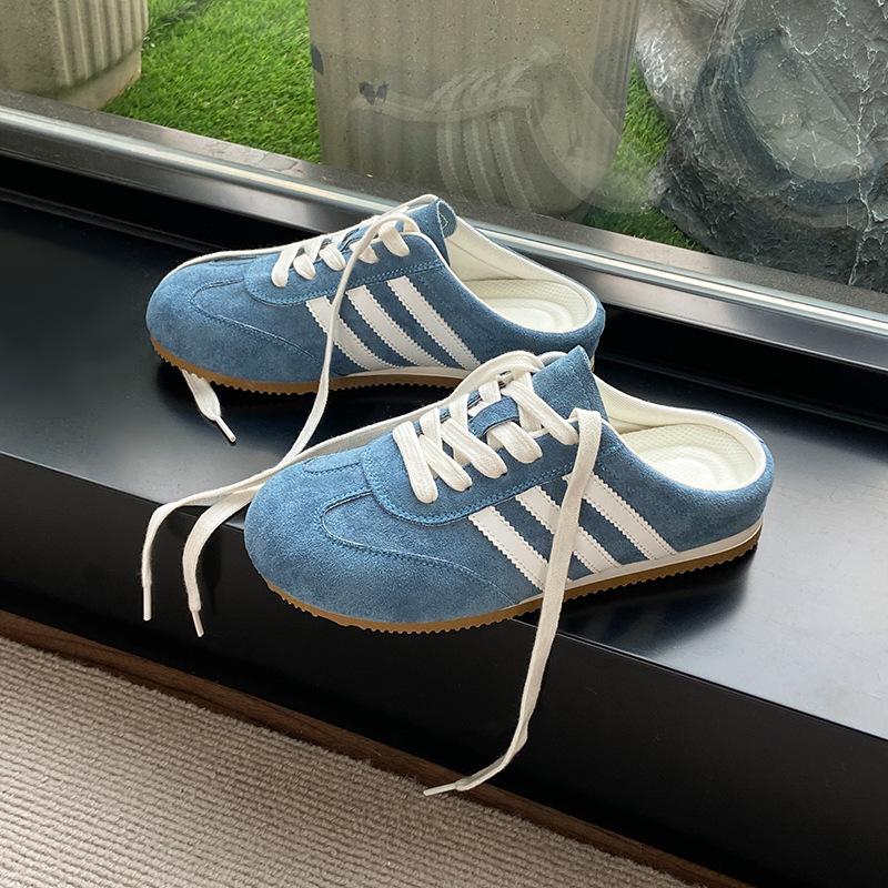 Baotou half slippers women's summer wear 2025 new super fire without heel yellow German training shoes lazy one pedal women's shoes