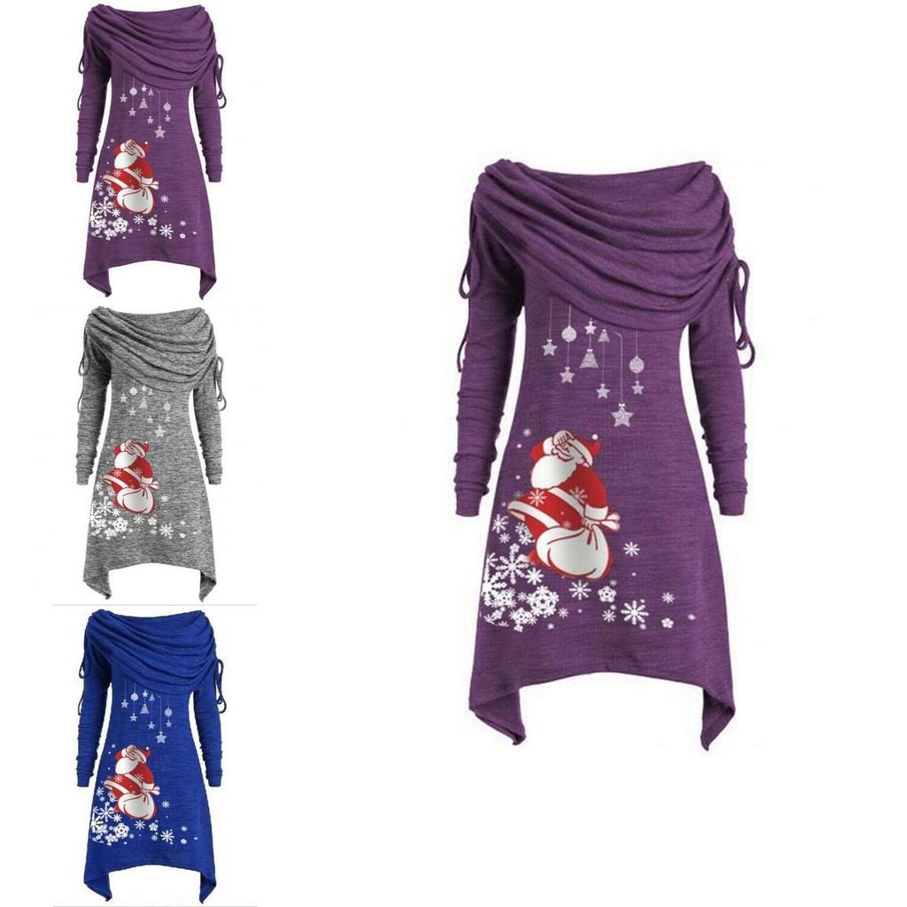 Elegante Maglione Natalizio da Donna con Babbo Natale e Maniche Lunghe Accoglienti
