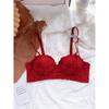 Ensemble Lingerie Dentelle Rose Française Sexy pour Femmes Soutien-gorge Push-Up Sans Armature Ajoute 2 Bonnets Soutien-gorge Push-Up Petit Buste Rassemblement Relevage Double Soutien