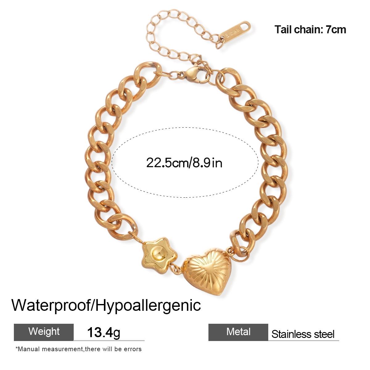 

Stainless Steel Heart and Cherry Jewelry Set: Clavicle Chain Bracelet & Necklace for Women