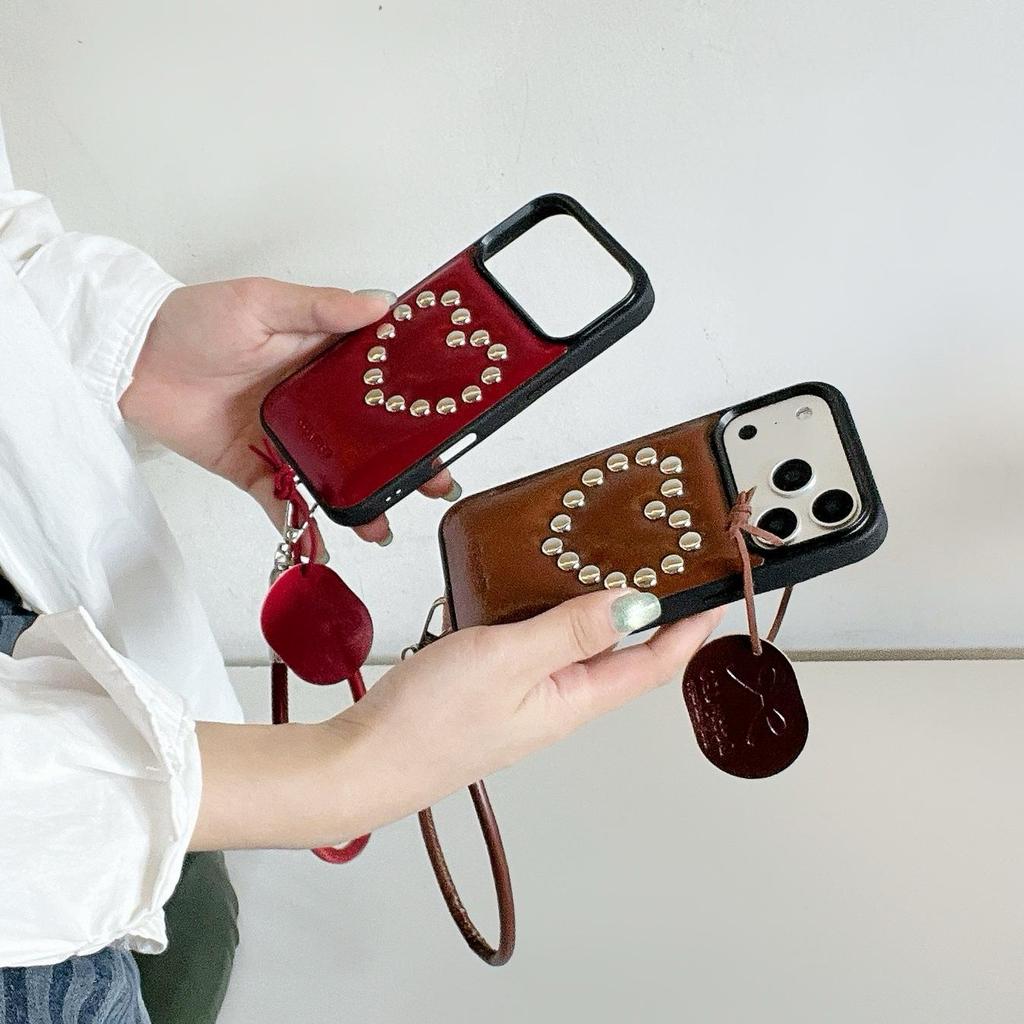 iPhone 17 Pro Max Case: High-End Leather Texture with 3D Rivets, Also Fits iPhone 16 Pro and iPhone 15