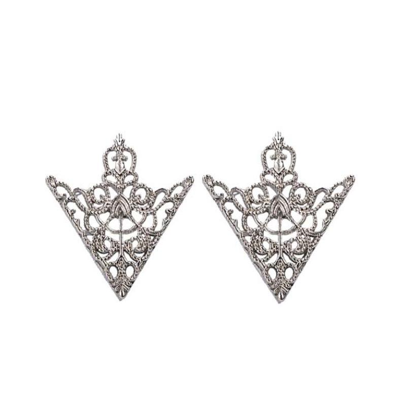 2pcs/Set Unisex Fashionable Vintage V-Shaped Hollow Out Shirt Collar Clip Pin Brooch, Suitable For Daily And Party Wear
