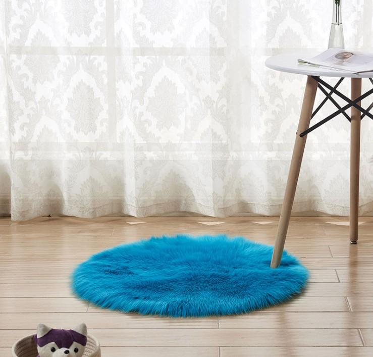 

Круглый плюшевый ковер из искусственной шерсти для домашнего декора, многоцветное моющееся одеяло, прикроватный журнальный столик, коврик, украшение для гостиной diameter 35cm