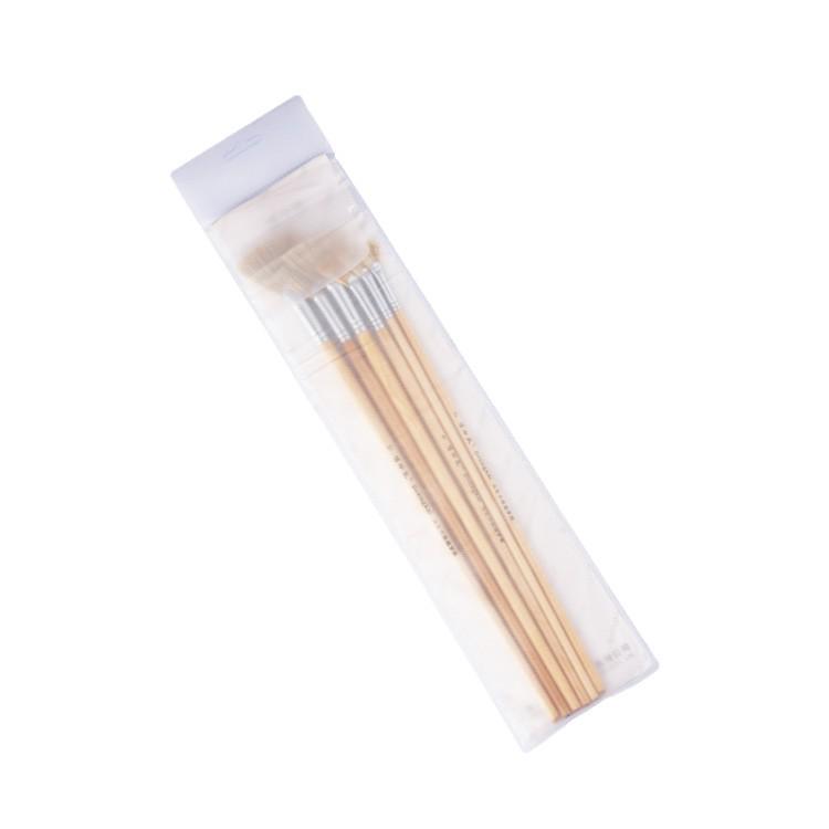 Original Pig Bristle Fan-Shaped Brushes Set of 6 for Oil, Gouache, Watercolor, and Acrylic Painting.