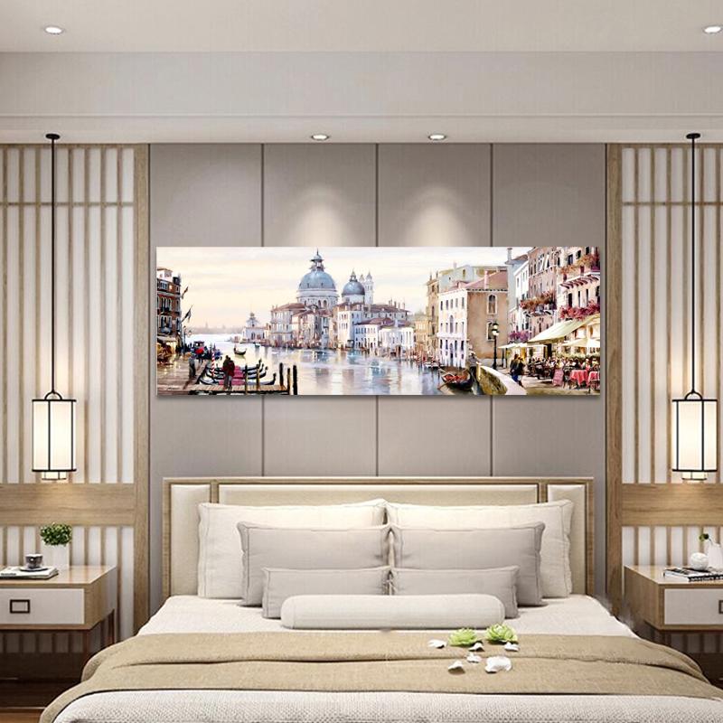 Home Decoration Abstract Landscape Oil Painting Posters and Prints Wall Art Canvas Painting City View Pictures for Living Room