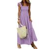 Elegant Plaid Slip Maxi Long Dress Summer Women Strapless Ruffle Backless Pleated Elastic Waist Boho Party Swing Loose Dresses