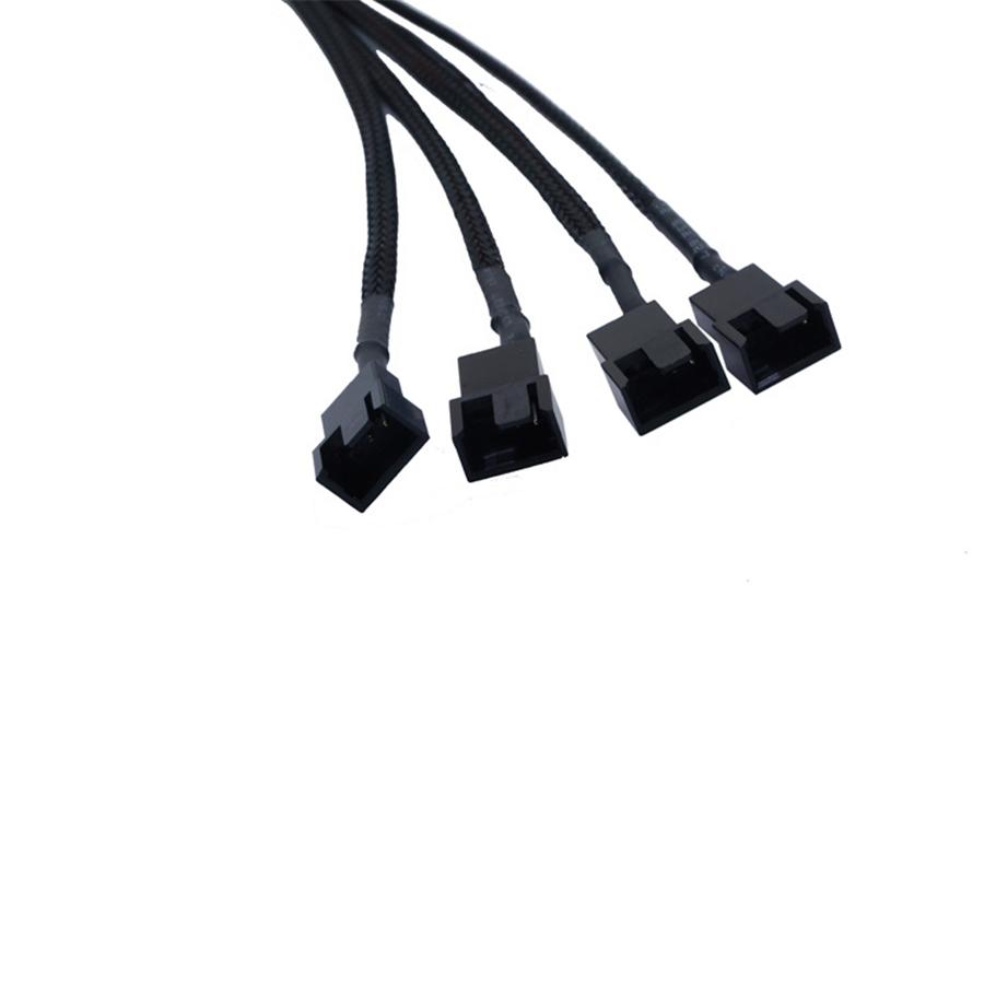 5Pcs 15-Pin Male SATA to 4 Fan 12V Sleeved Power Adapter Cable 11" /27cm Length