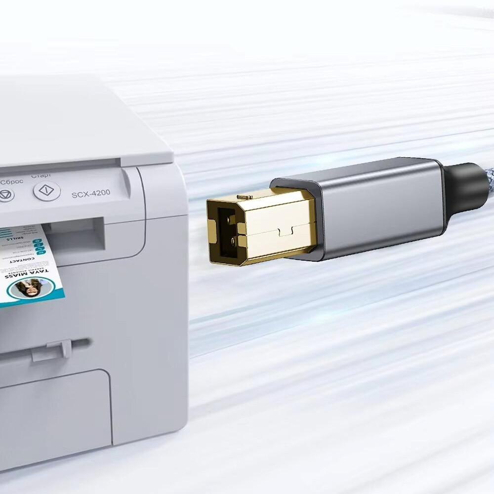 Printer Cable SUNROZ USB - USB Type-B Hi-Speed 480Mbps Fabric Braid, 3 M (A48753)