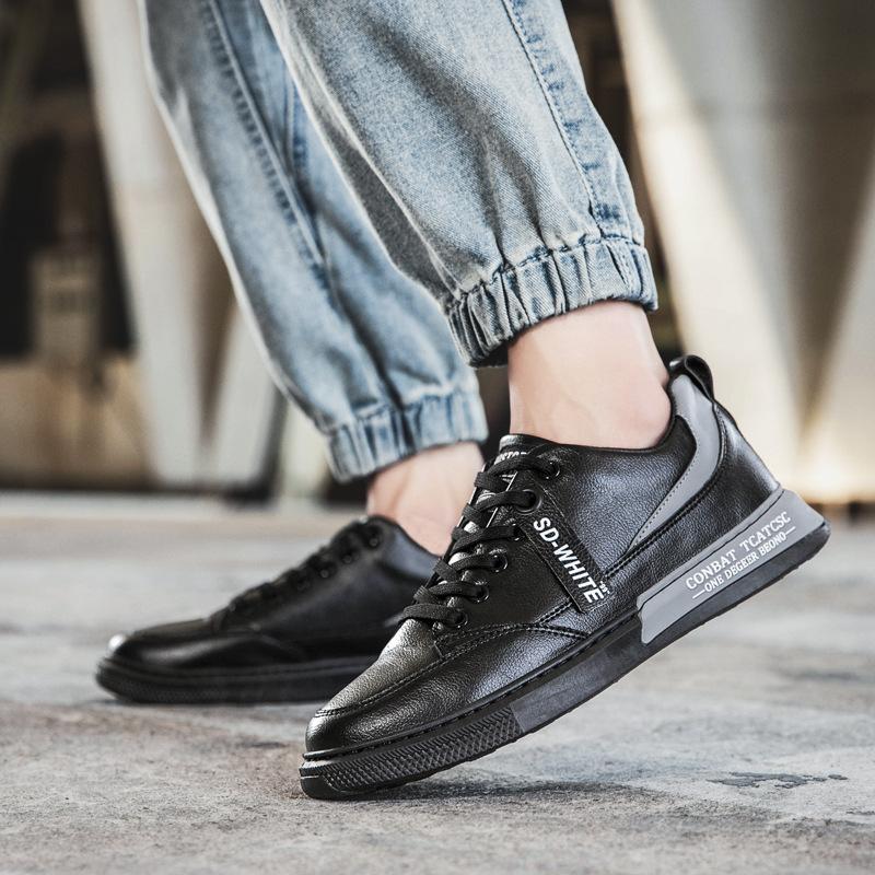 Низкие белые туфли мужские роскошные кроссовки корейские дышащие спортивные мужские туфли — фото 5