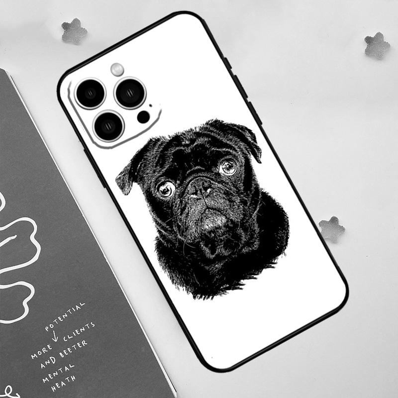 Cute Pug Dog Phone Case For iPhone 17 Pro Max 14 11 15 16 Pro Max 12 13 mini 16 Plus 16e 17 Air Funda