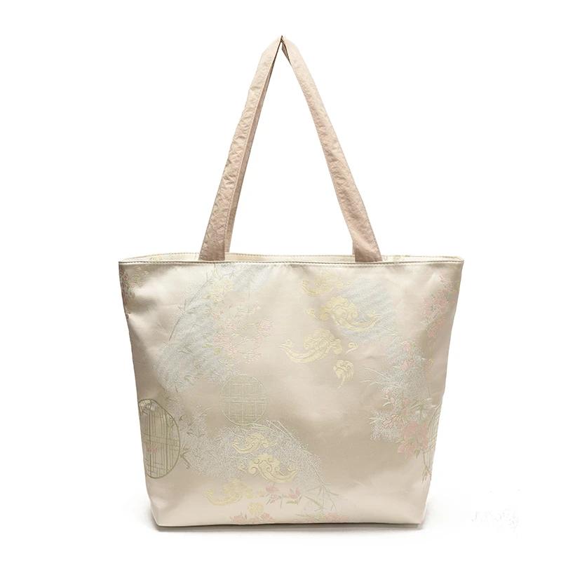 

Printing Embroidery Shoulder Bags Sense of Luxury Exquisite 2026 Women s Bags Chinese Style Fashi Tote Bags бежевый