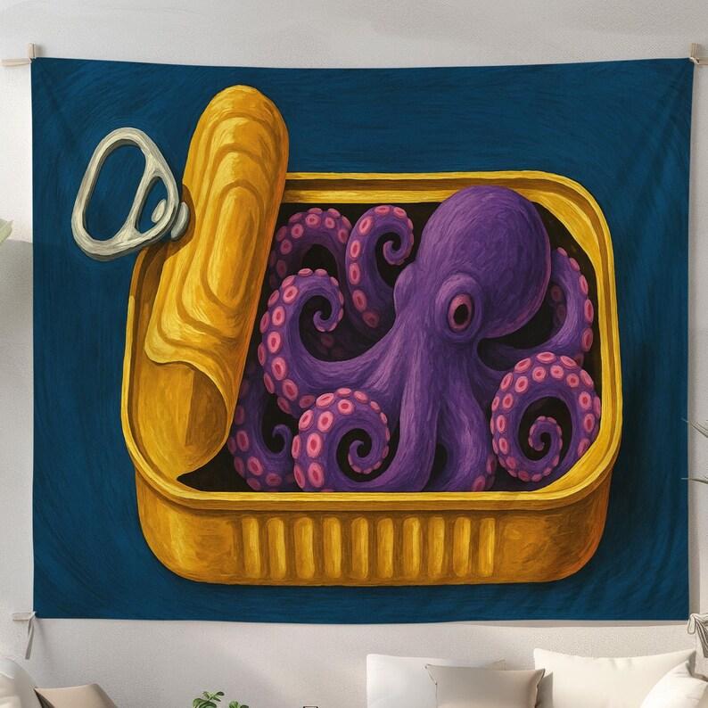 Purple octopus-shaped iron wall tapestry 75x100 чёрный