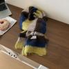 Preppy Style Stripe Scarf Plush Knitted Shawl Simple Plaid Wool Scarf  Girl