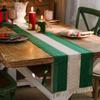 Chemin de table en coton vert tricoté à la main style bohème ferme de Noël avec pompons pour décoration de table de cuisine, salle à manger, table basse