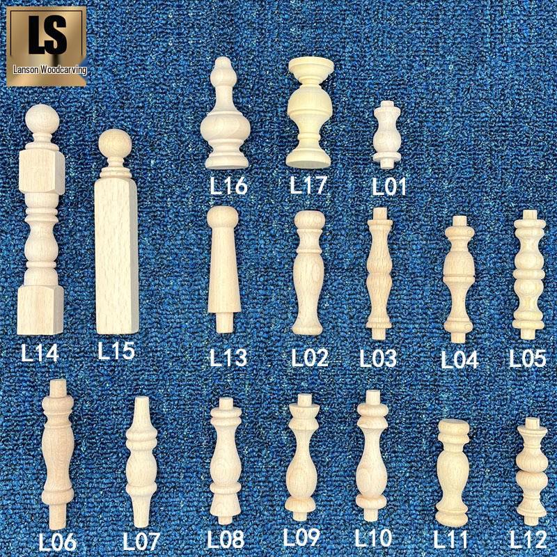 European-Style Solid Wood Decorative Railing and Cabinet Pillar, Small Gourd Design