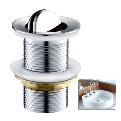Bonde de Lavabo à Clapet Sans Fente Bouton Poussoir Pivotant Laiton Massif avec Chrome Trop-Plein Interne Filtre de Lavabo Salle de Bain