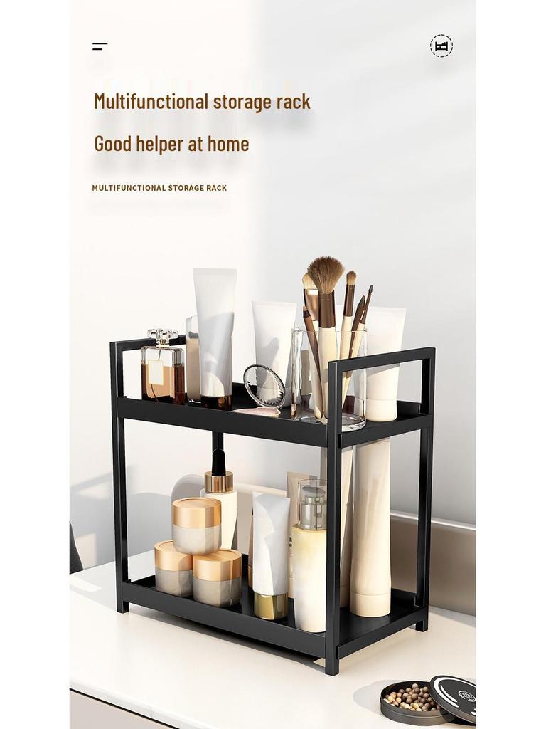 Double-Layer Desktop Storage Rack for Perfume, Cosmetics, Bathroom, Dressing Table, and Kitchen Organization