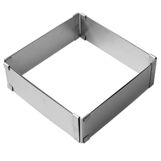 Anillo de Mousse Cuadrado 3D Grande de Acero Inoxidable Molde Ajustable para Hornear Pasteles Galletas