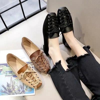 Fashion Low Heel Elegant Square Toe Women's Flat Shoes Black Slip-on Ladies Footwear Young Quick Delivery Non Cheap Clearance Popular 39