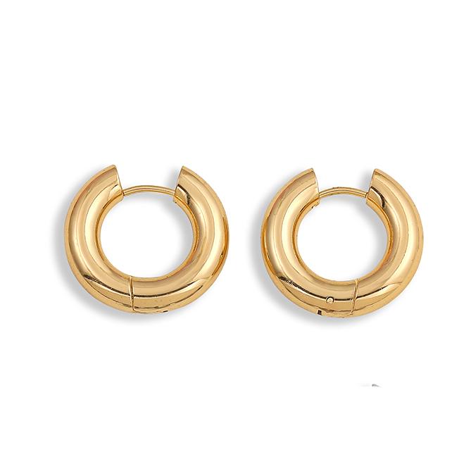 Modische CZ Zirkon Runde Huggie Creolen für Damen Geometrische U-Form Ohr Schnallen Creolen Vergoldeter Edelstahl Schmuck