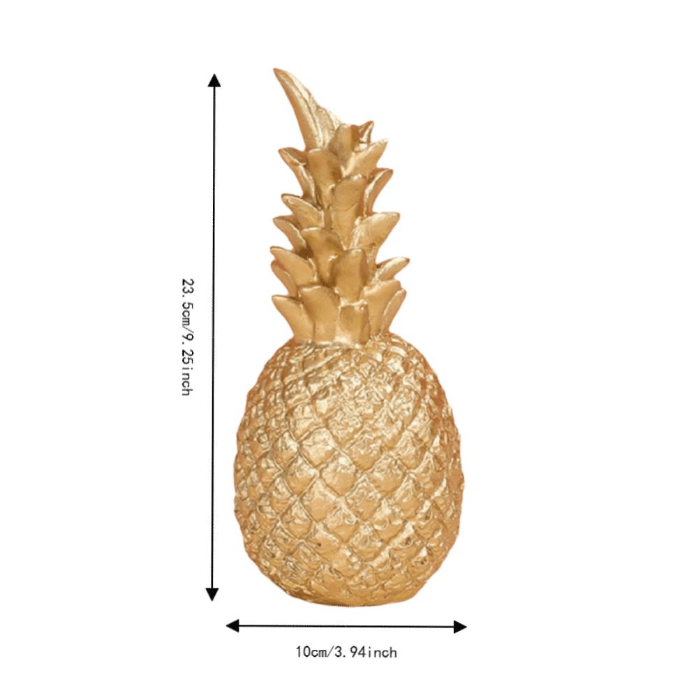 Gold Pineapple Figurine Big Size Artificial Pineapple Rustic Resin Sculpture for Living Room