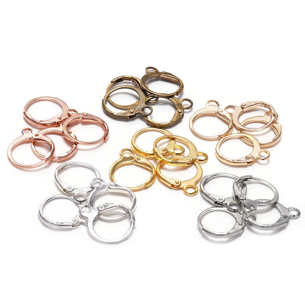 50pcs/lot Gold Silver French Lever Earring Hooks Wire Settings Base Hoops Earrings For DIY Jewelry Making Supplies Wholesale