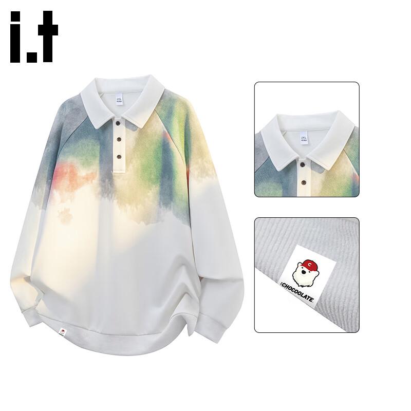 

:CHOCOOLATEit Men s Tie-Dye American Style Polo Sweatshirt XL