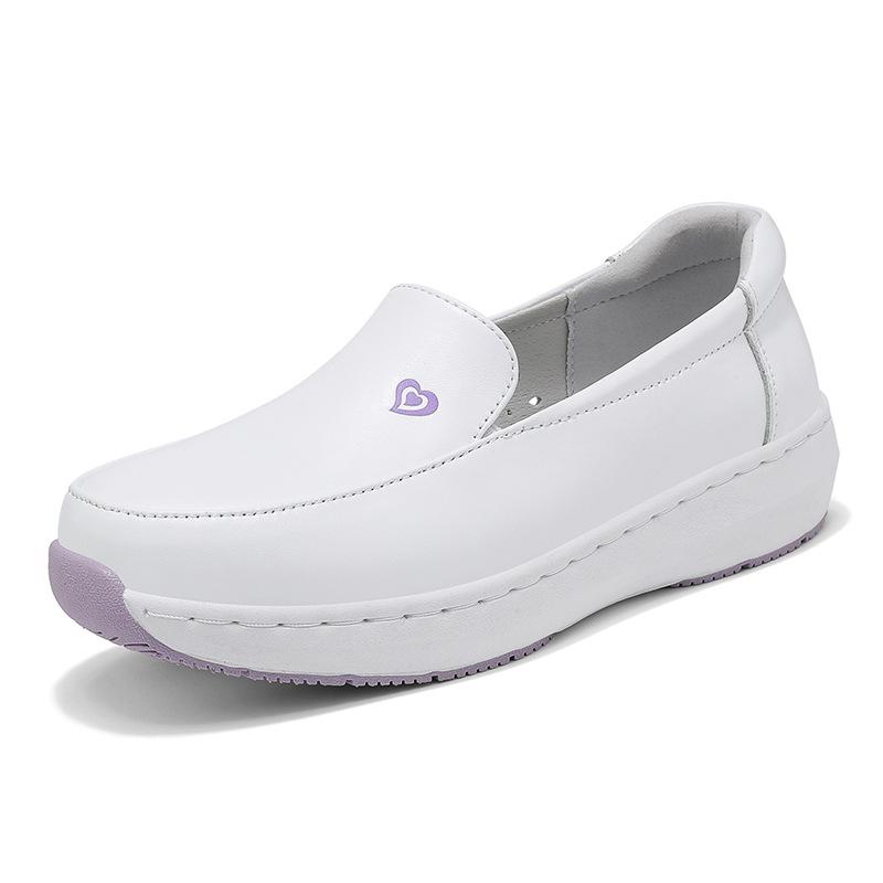 New leather nurse shoes women s soft-soled breathable non-slip heightening white shoes comfortable thick-soled medical work shoes 34