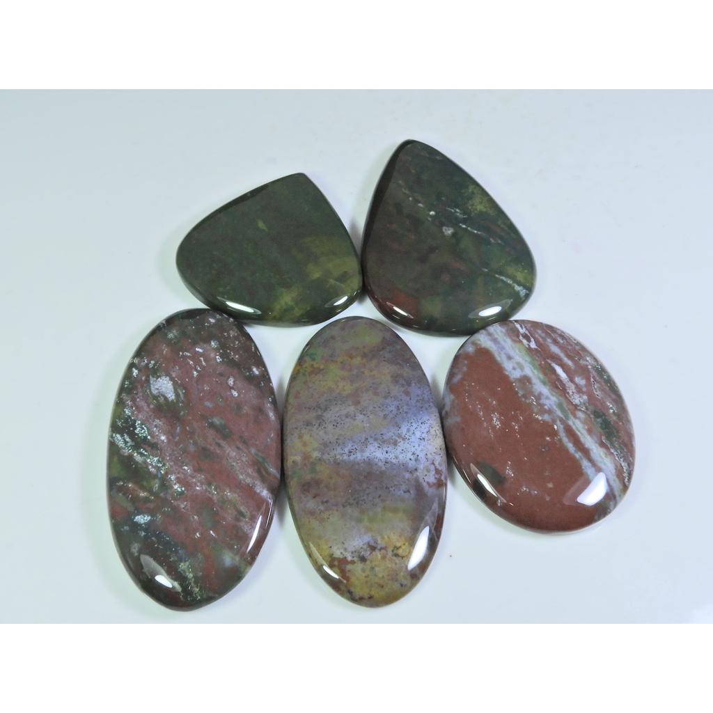 05Pcs Natural Blood Red Bloodstone Mix Cabochon Loose Gemstone Lot 385Cts. A-745
