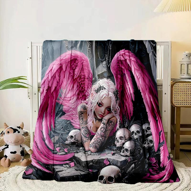 Ätherische rosa Engelskopf Decke Flanelldecke für Bett, Sofa, Camping, Wandern, Picknick Zubehör, Geschenk für Familie Fan Geschenke