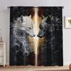 2 pieces of Black and white Wolf printed curtains, pole bag curtains 30*65, bedroom and living room, , home decoration