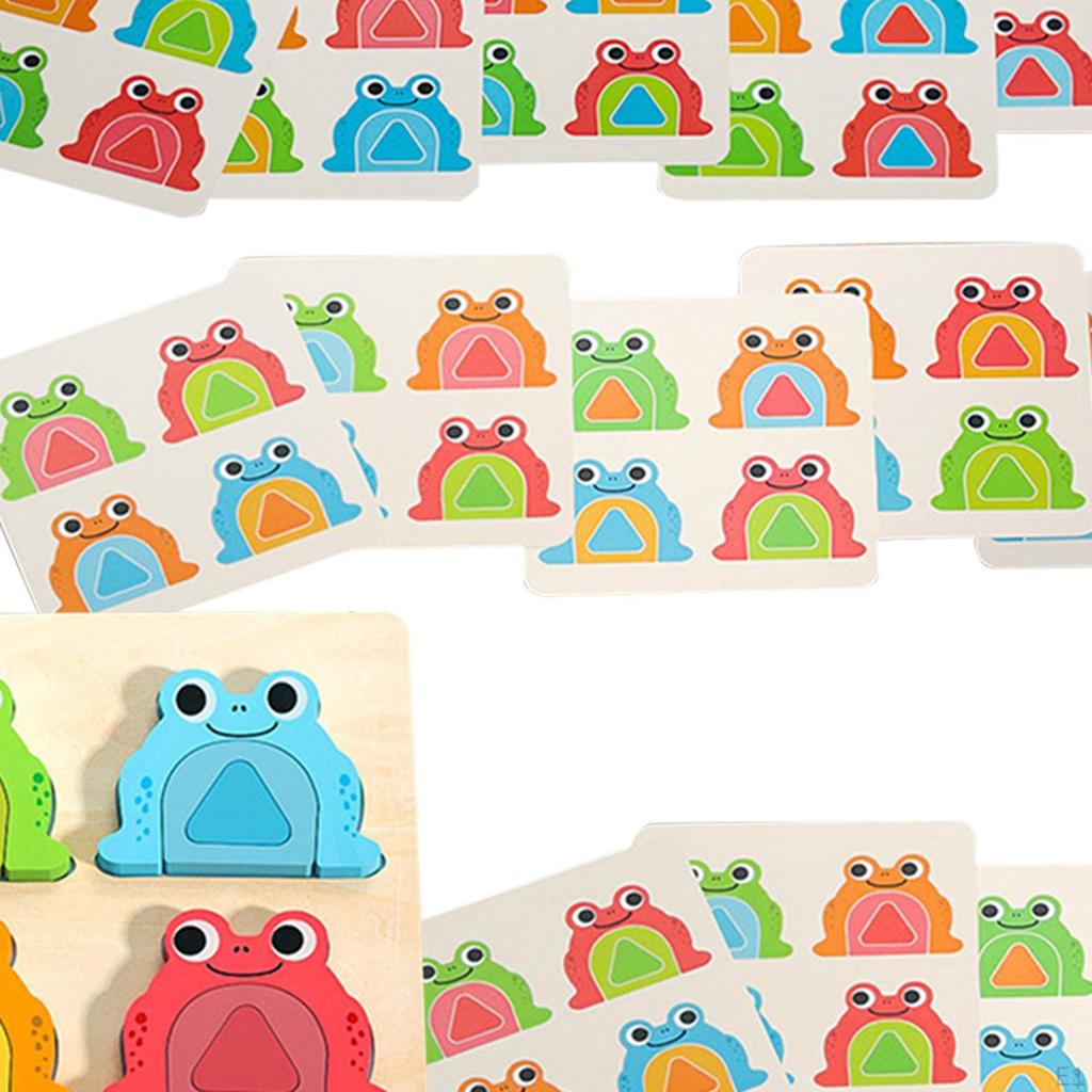 Cartoon Frog Jigsaw Puzzles, Wooden Animal Puzzle Boards for Girls Boys Kids Baby Ages 2 3 4