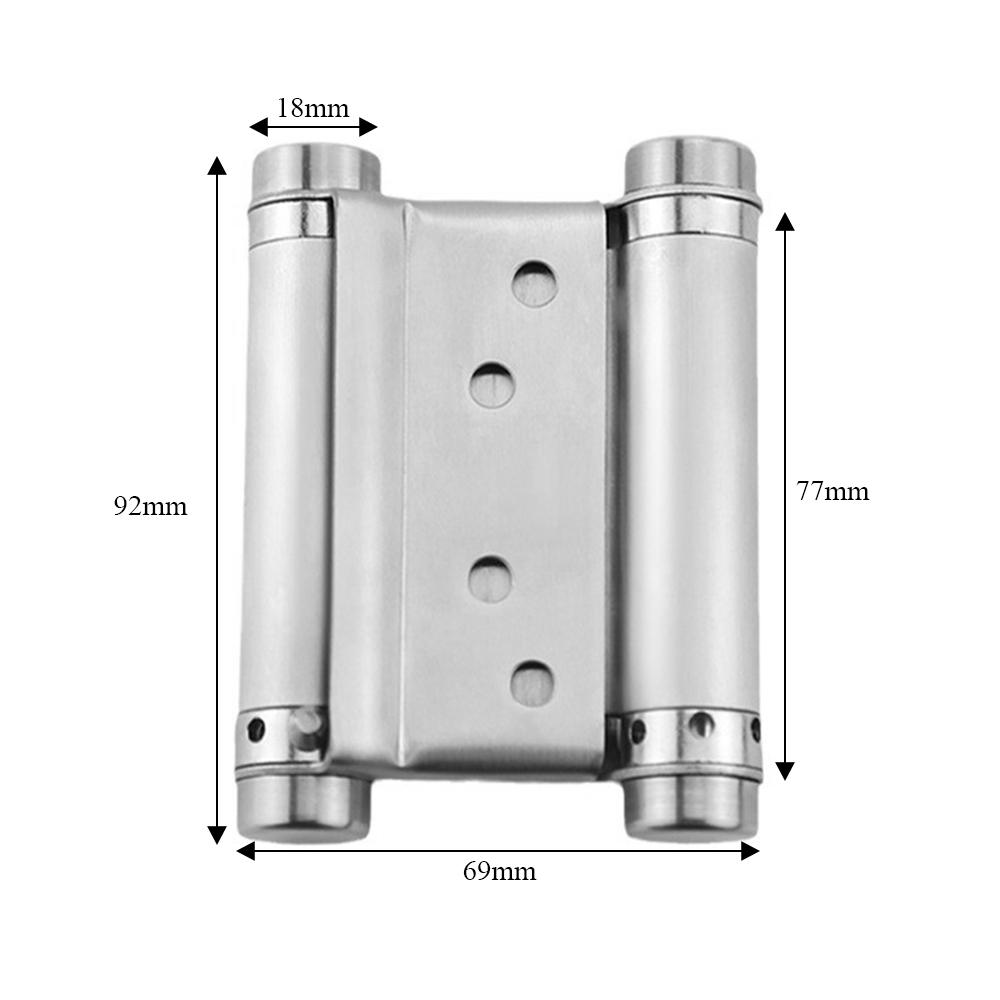 2pcs 3 Inch Double Action Spring Door Hinges Stainless Steel Self-Closing Two-Way Door Swing Hinge Adjustable Tension Heavy Duty