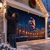 Outdoor Winter Party Supplies Christmas Garage Door Cover, Holiday Hanging Banner Backdrop, Decoration Santa Claus Snowman Truck Photography