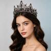 Gothic Black Crystal and Silver Crown – Vintage Openwork Design Suitable for Weddings, Halloween, and Photography Styling
