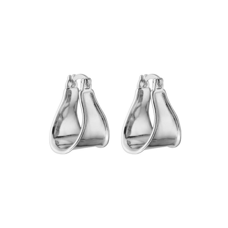 Asymmetrical Wide Hoop Earrings Women Sterling Minimalist Geometric Drop Trendy Statement Jewelry 925 Sterling Silver